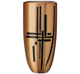 ROUND VASE IN BRONZE WITH STRIPED CROSS